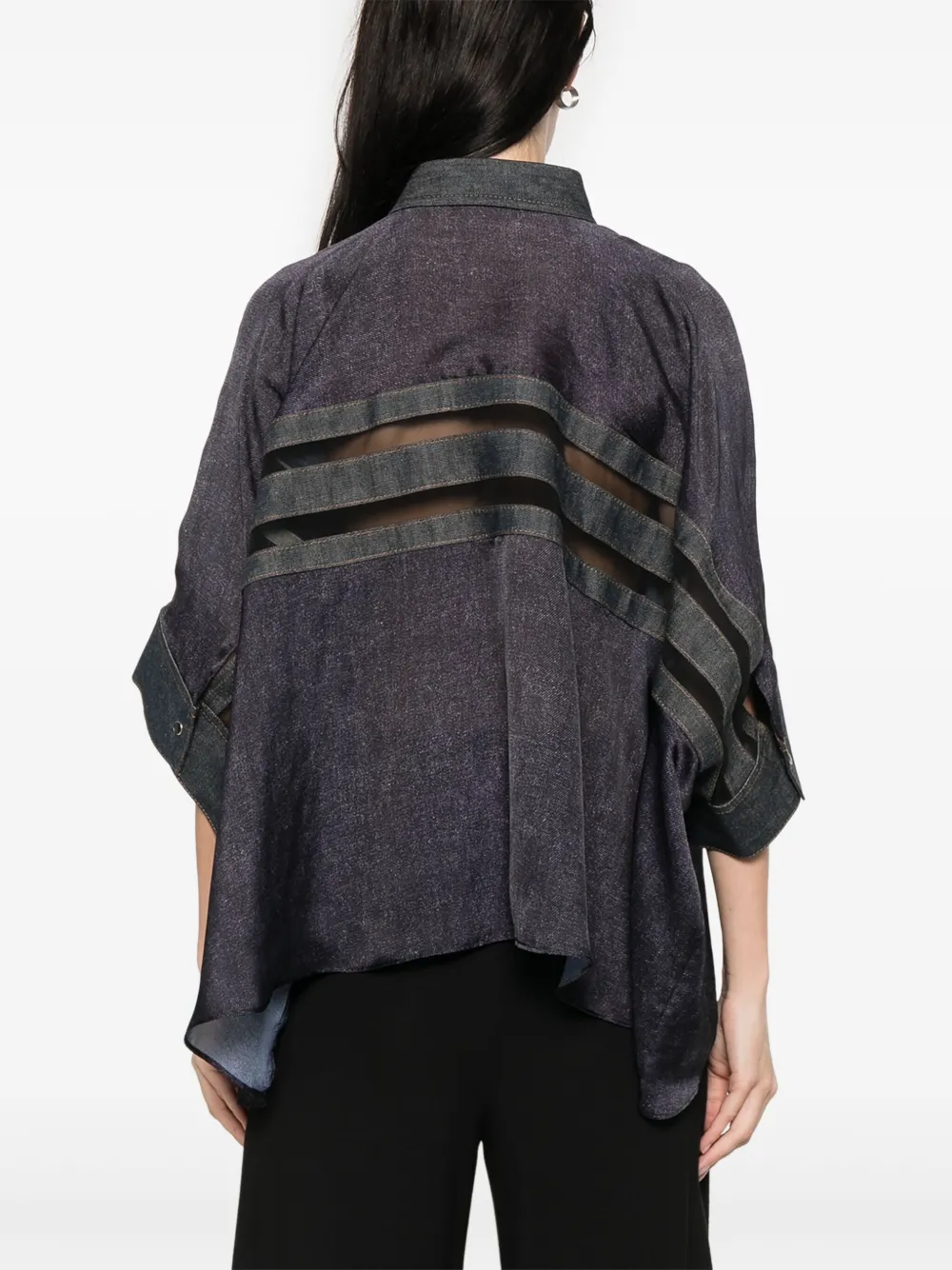 sacai Blouse met semi-doorzichtige vlakken Blauw