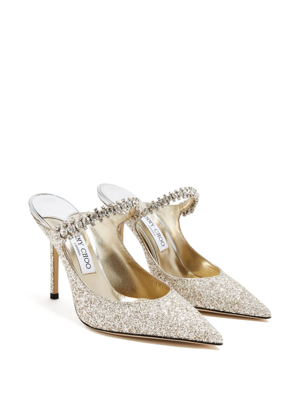 Jimmy Choo Bing sparkle crystal mules Goud