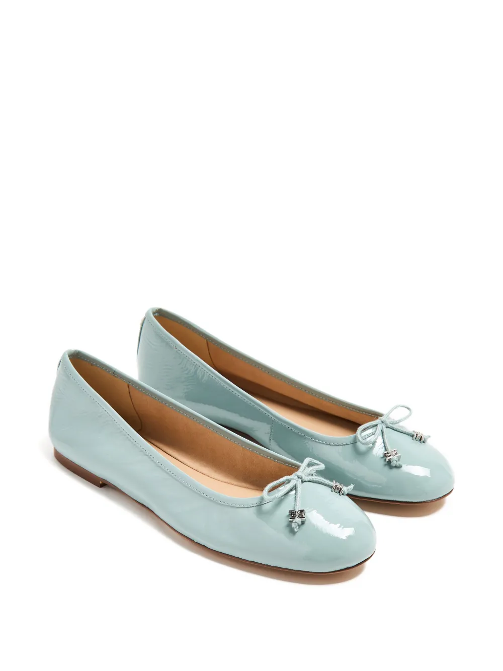 Sam Edelman Felicia bow-embellished patent-leather ballet flats Blue