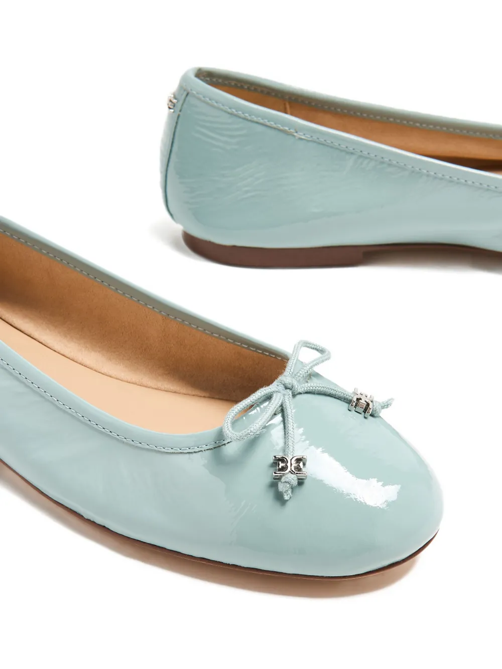 Sam Edelman Felicia bow-embellished patent-leather ballet flats Blue