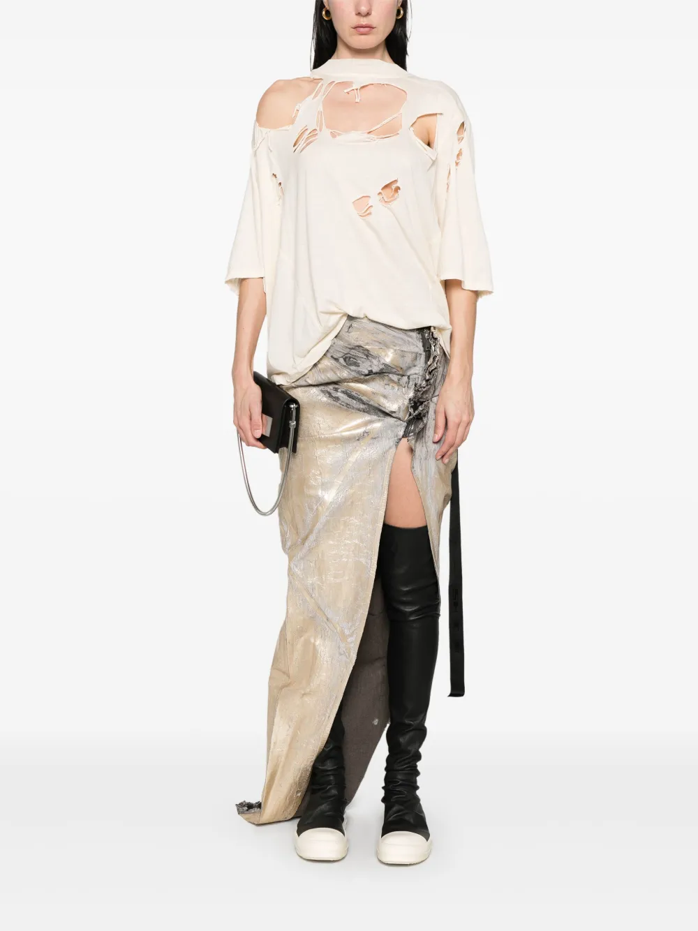 Rick Owens DRKSHDW Gedrapeerde maxi-rok - Goud