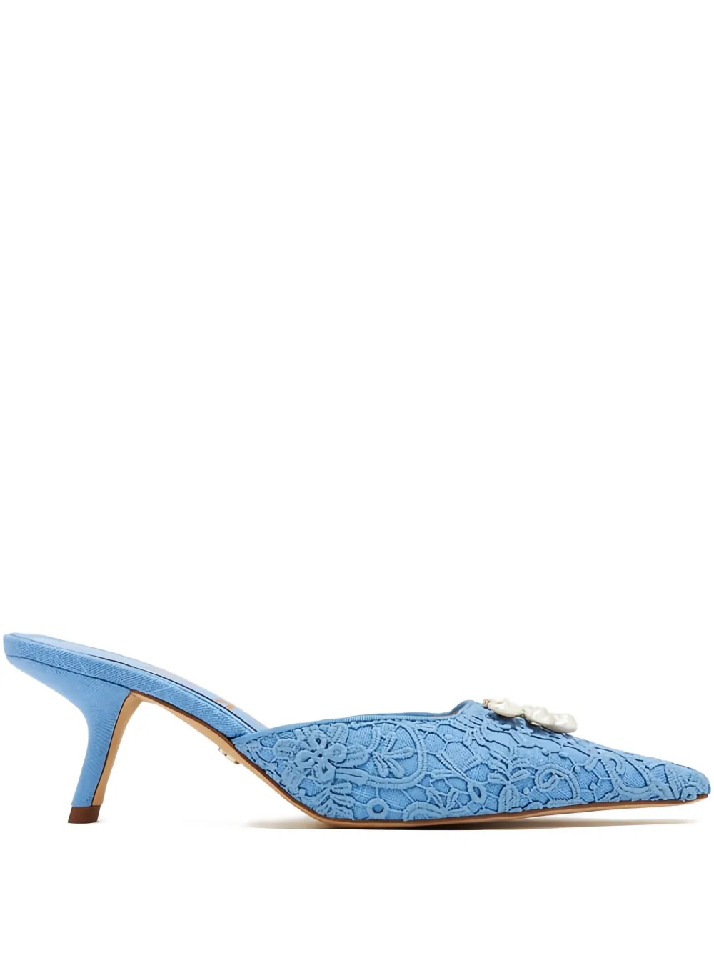 Sam Edelman 60mm lace-embellished pointed-toe mules | Blue | Image 1
