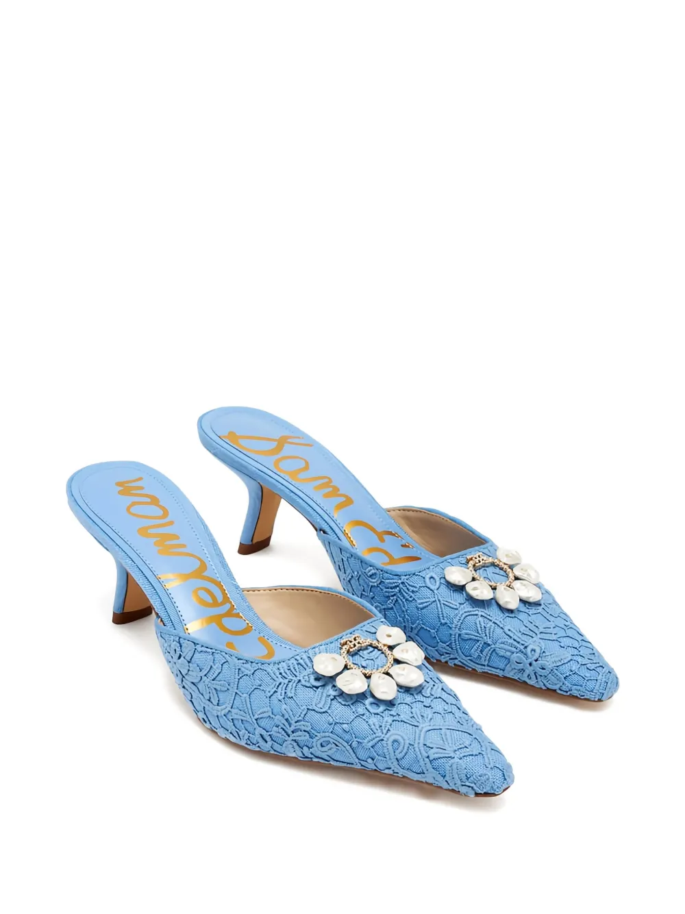 Sam Edelman 60mm lace-embellished pointed-toe mules | Heeled Mules | Image 2