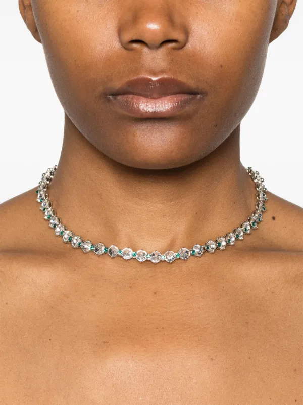 Miu Miu Crystal Necklace | Silver | FARFETCH BE