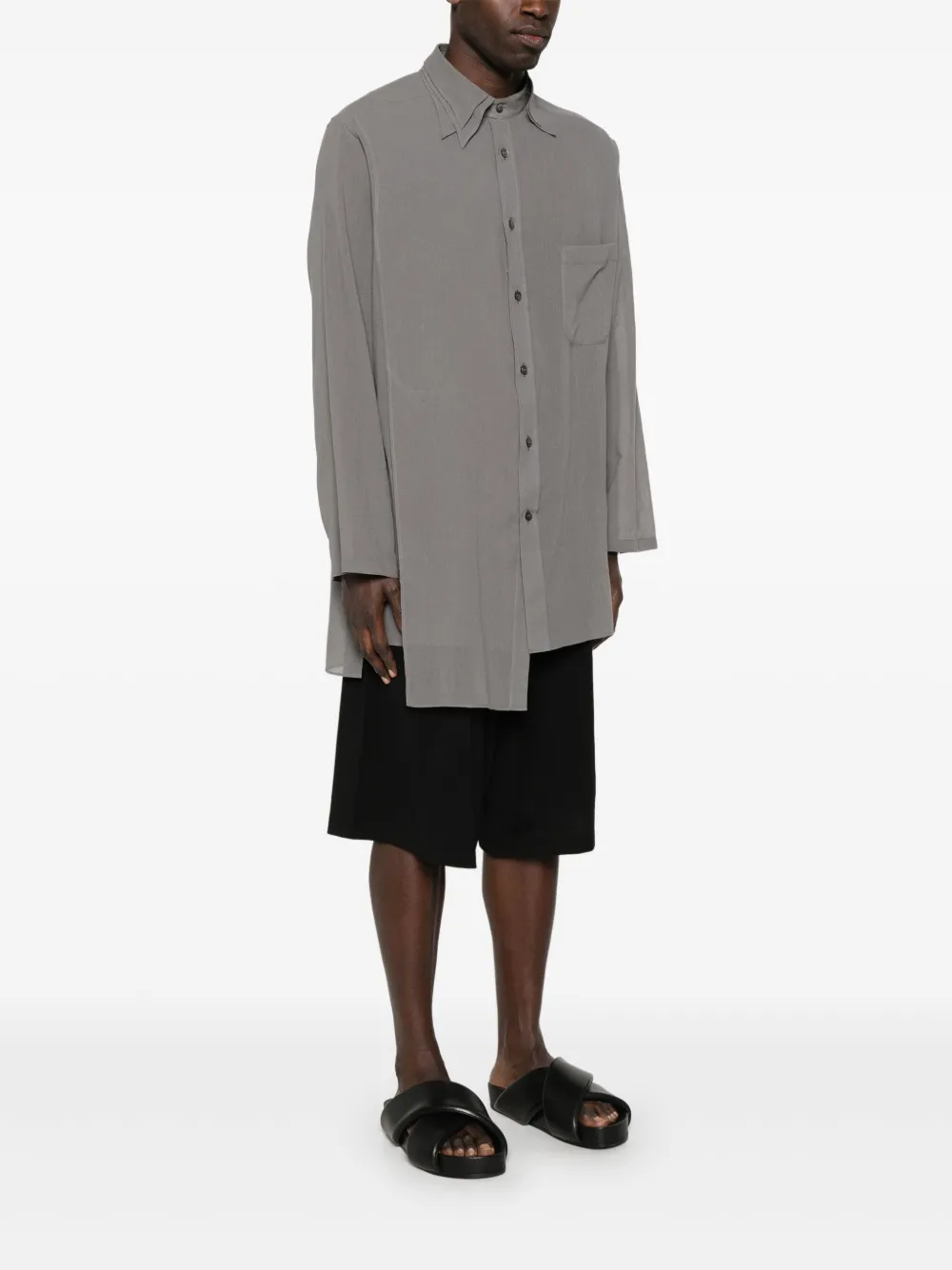 Shop Yohji Yamamoto Semi-sheer Shirt In Grey