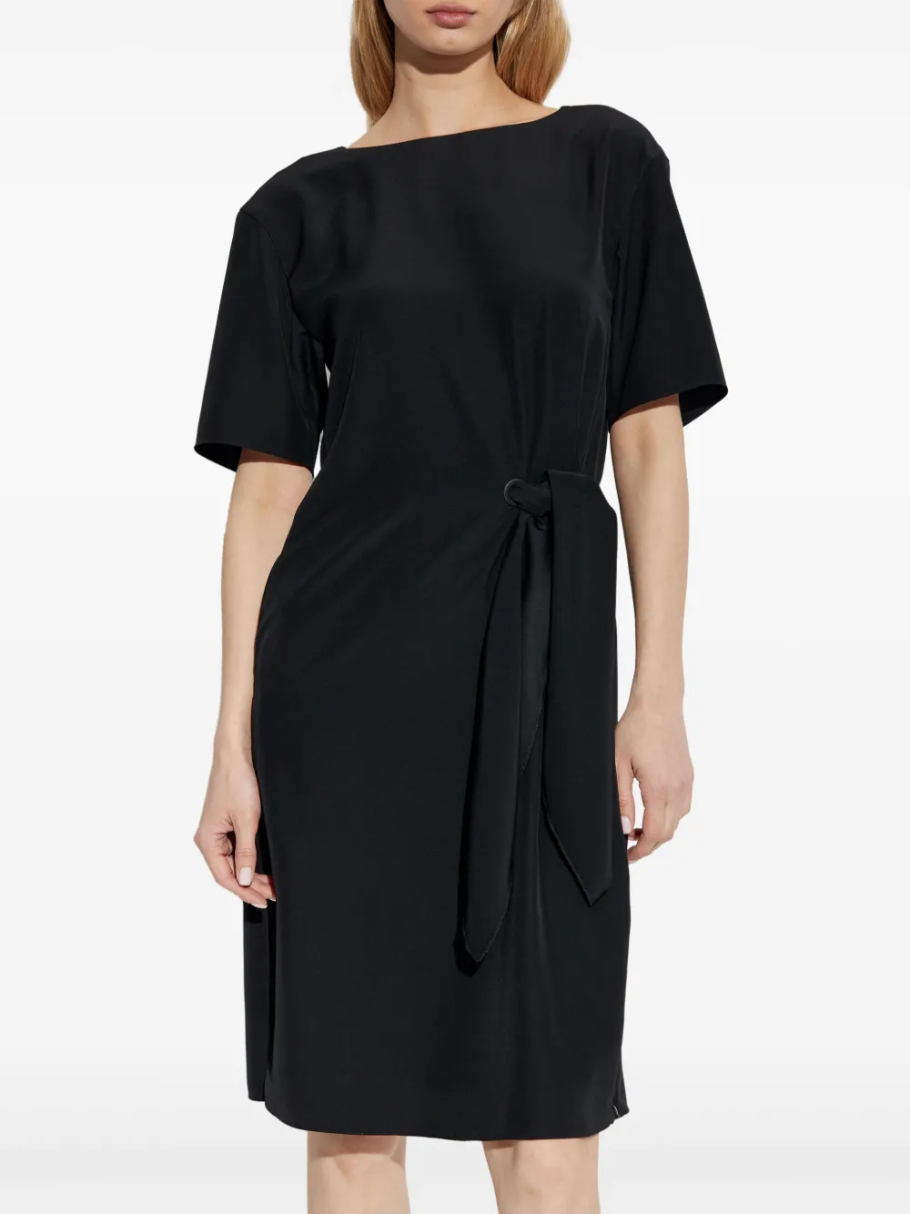 Emporio Armani Jurk met strik aan zijkant Zwart