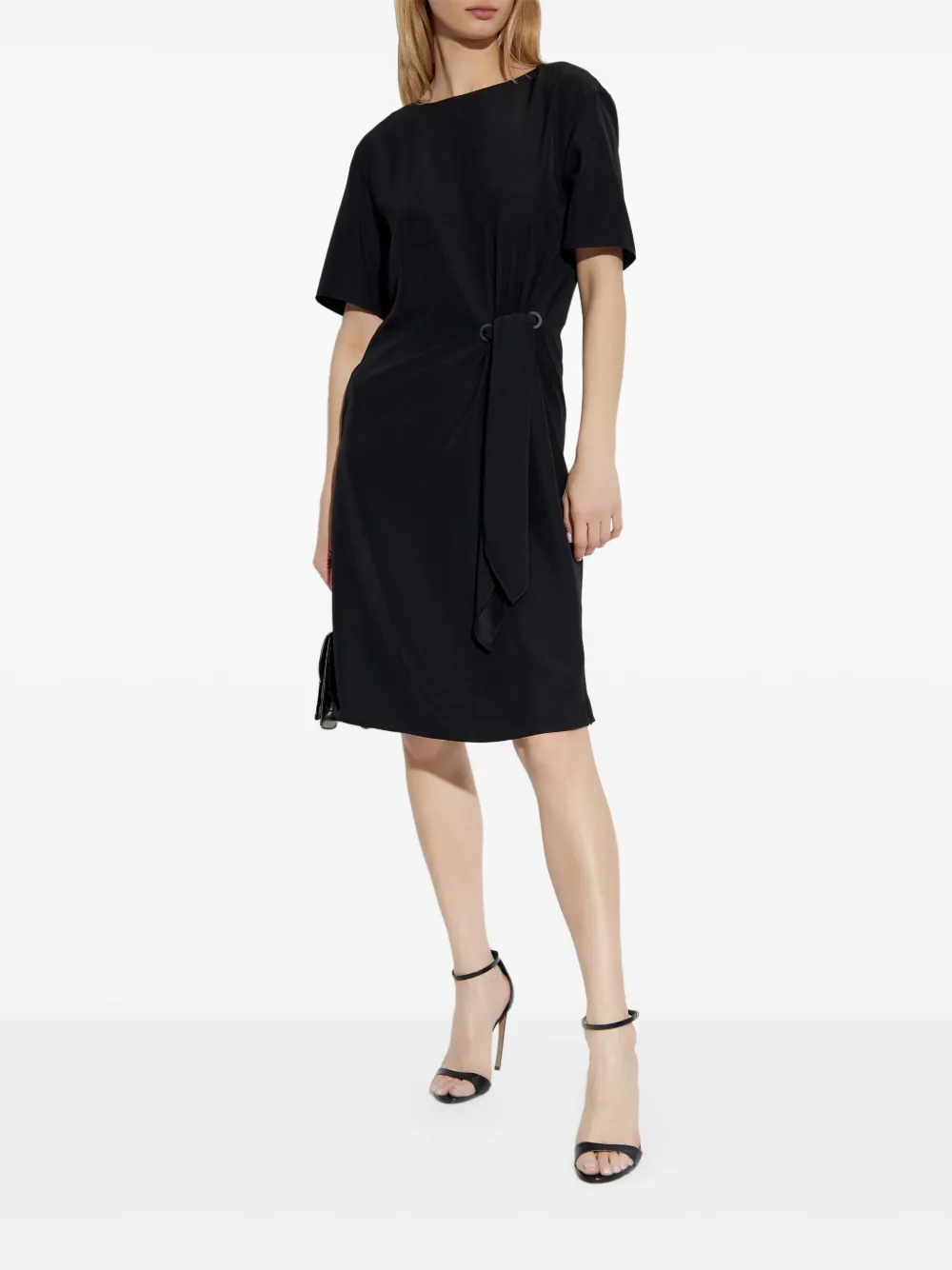Emporio Armani side-tie dress - Zwart