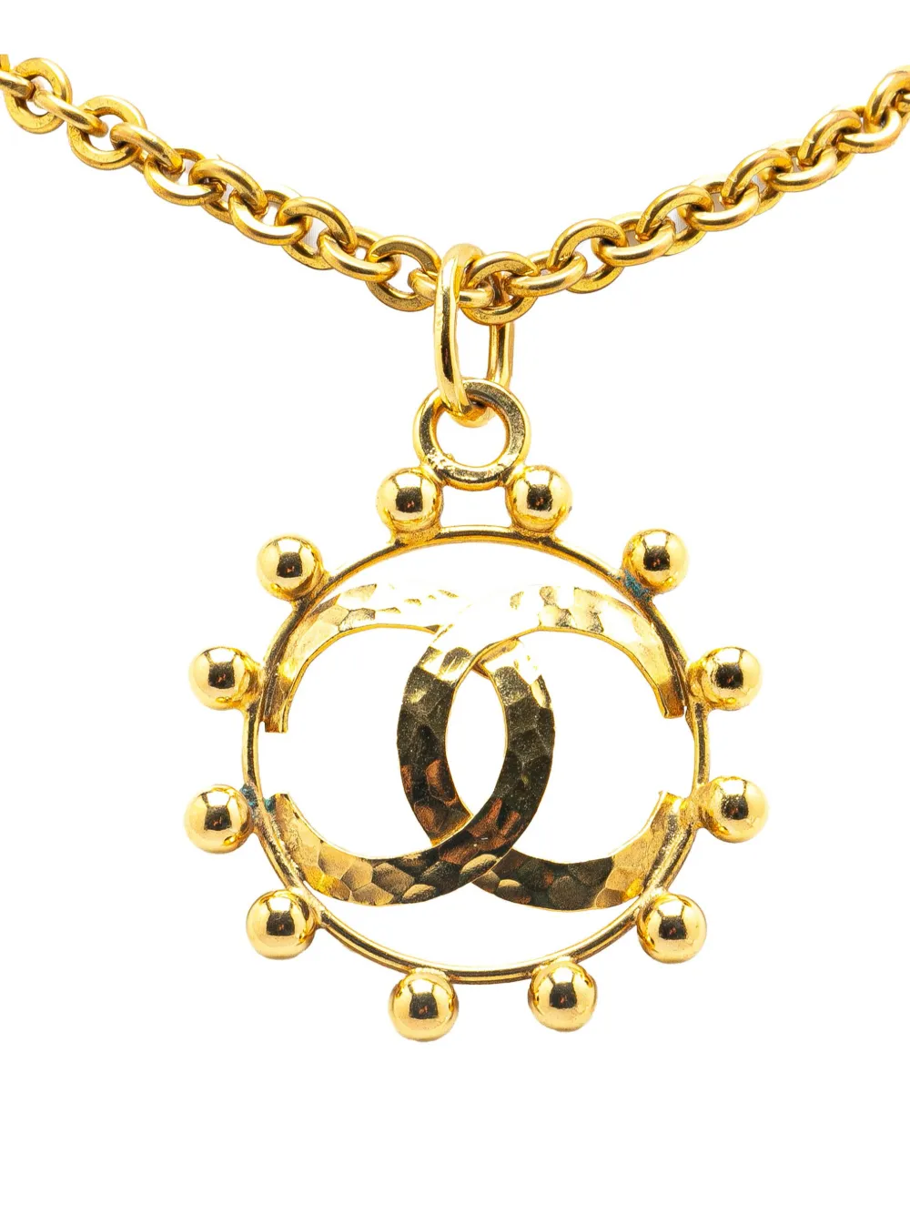 CHANEL Pre-Owned 20th Century Gold Plated CC Round Pendant Necklace costume necklace | Gold | Image 1