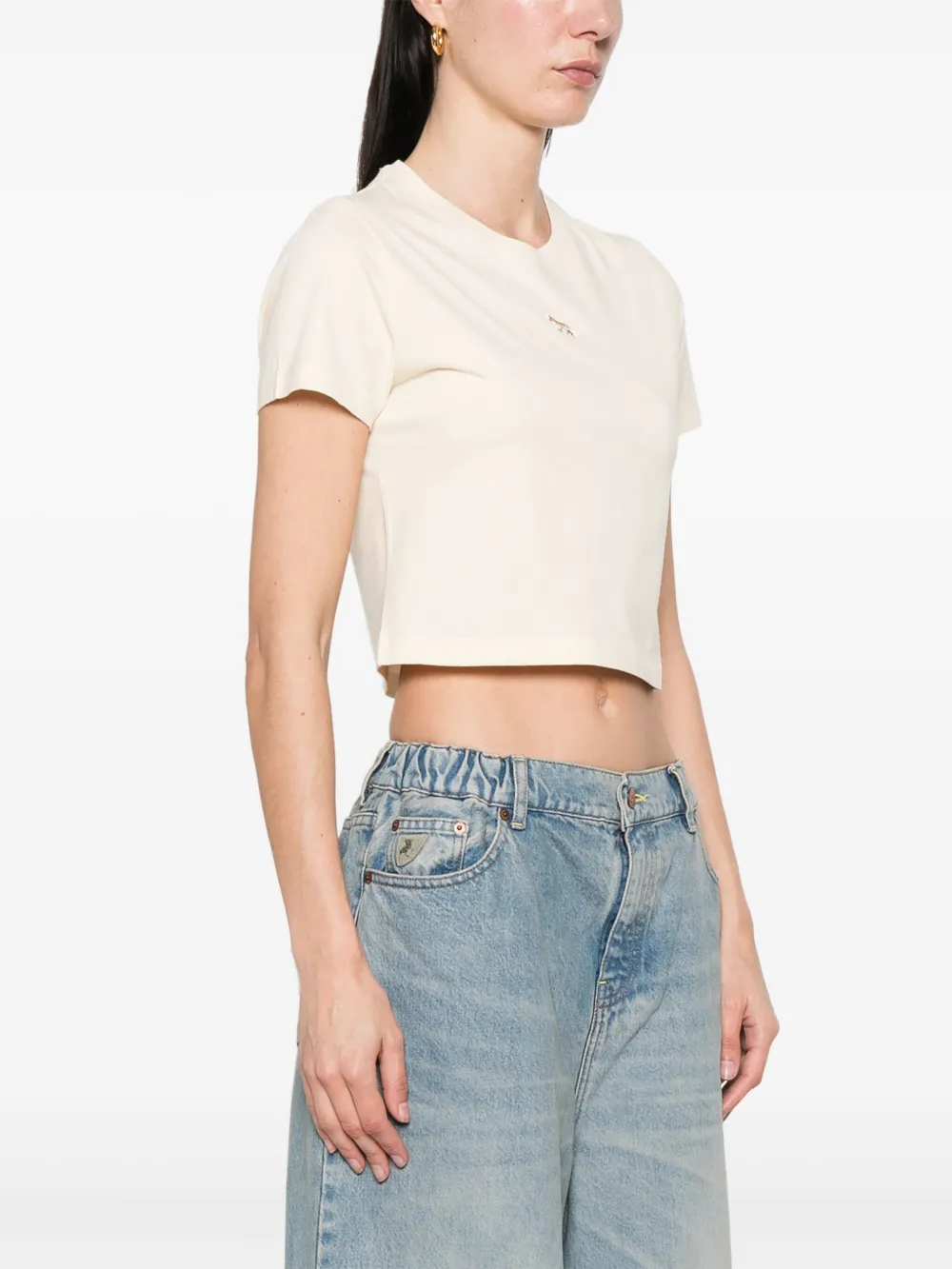 Shop Maison Kitsuné Baby Fox-patch T-shirt In Neutrals