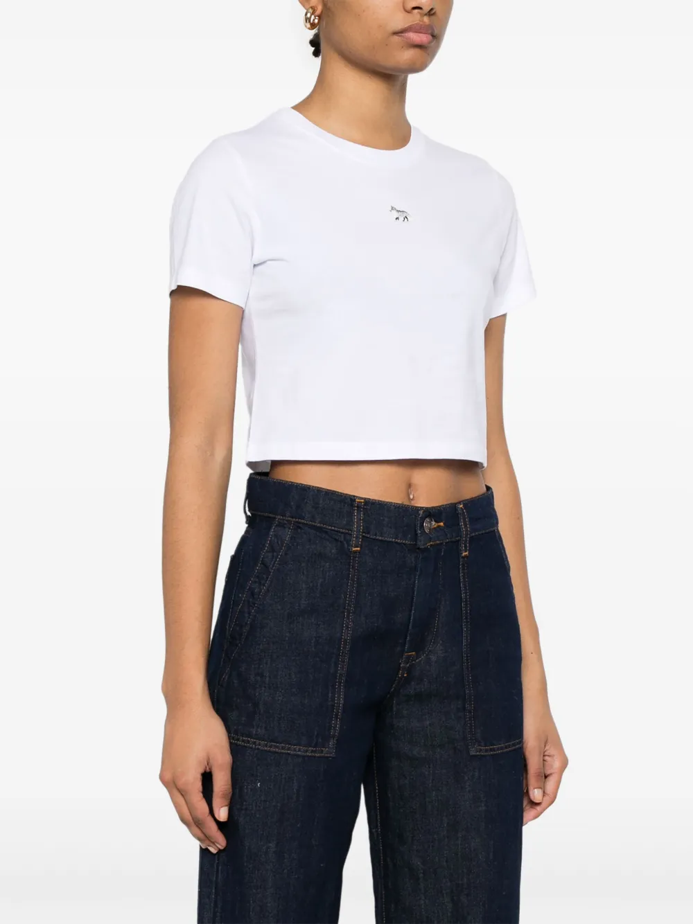 Maison Kitsuné T-shirt met Baby Fox-patch Wit