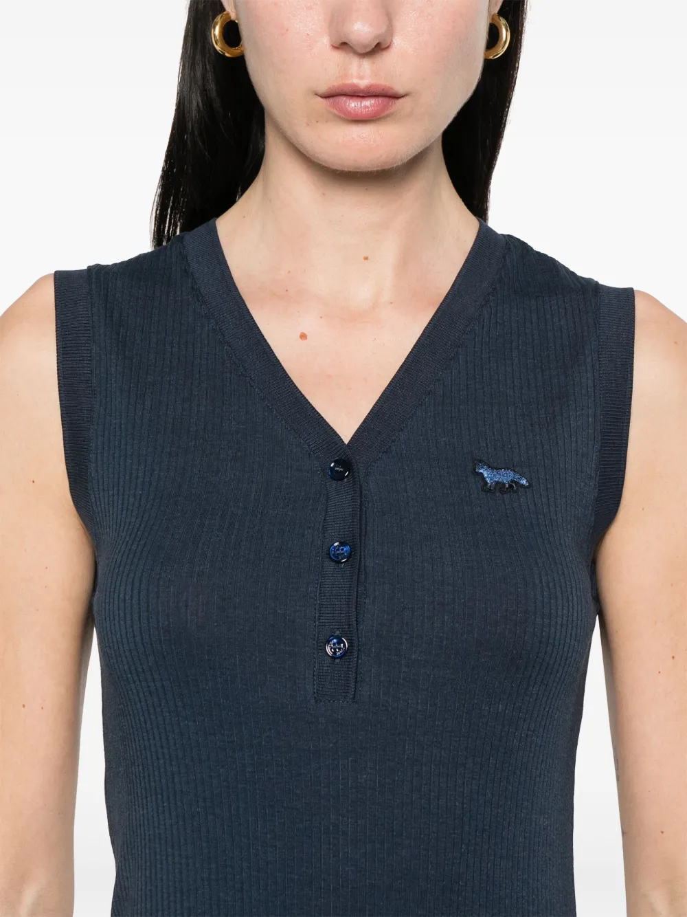 Maison Kitsuné Mini jurk met Baby Fox-patch Blauw