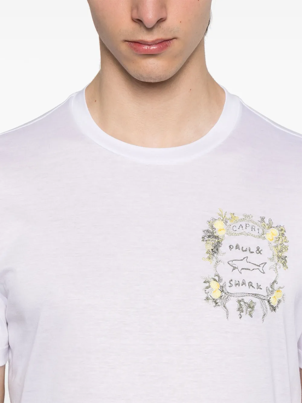 Paul & Shark T-shirt met geborduurd logo Wit