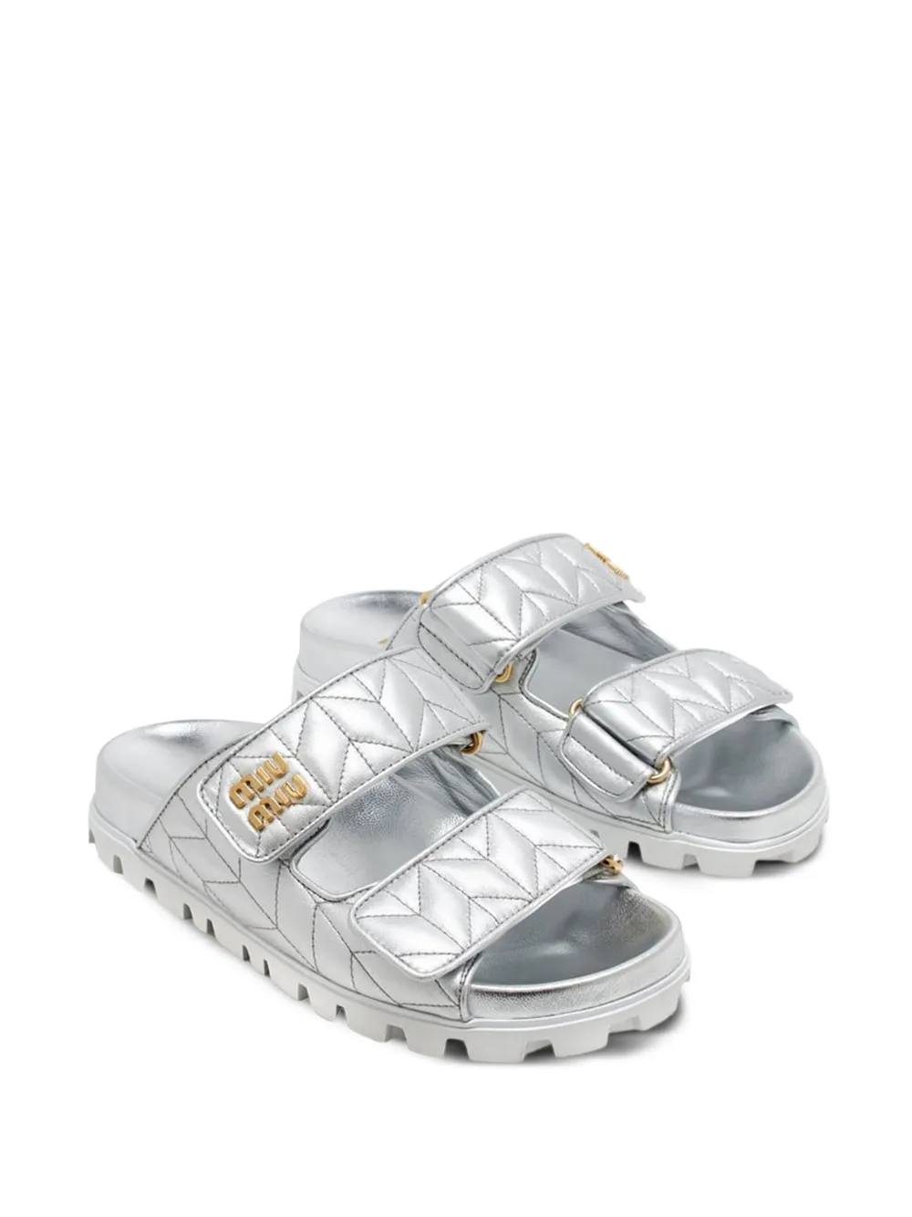 Miu Miu matelassé-effect sandals | Flat Sandals | Image 2