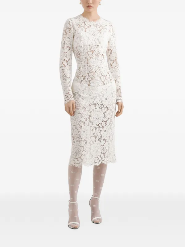 Dolce & Gabbana Midi floral-lace Dress | White | FARFETCH JO