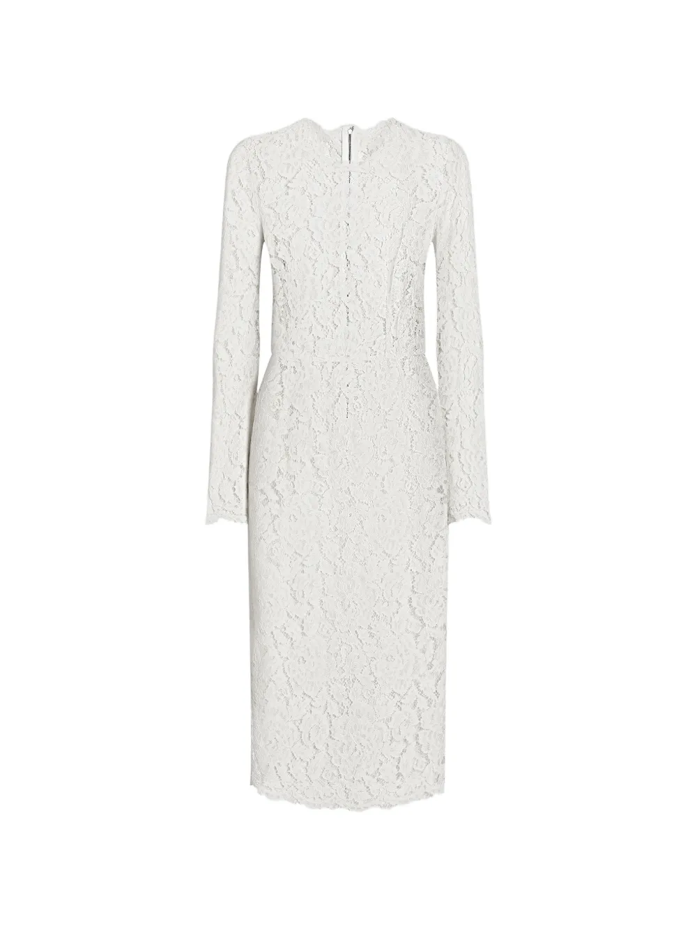 Dolce & Gabbana Midi-jurk met bloemenkant Wit