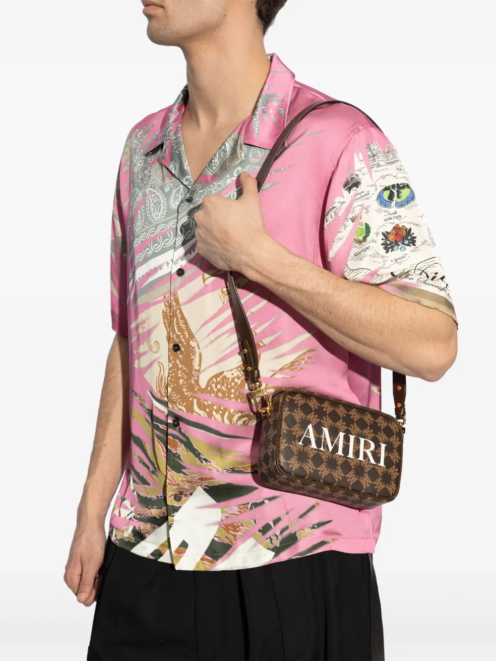 AMIRI Schoudertas met logo - Bruin