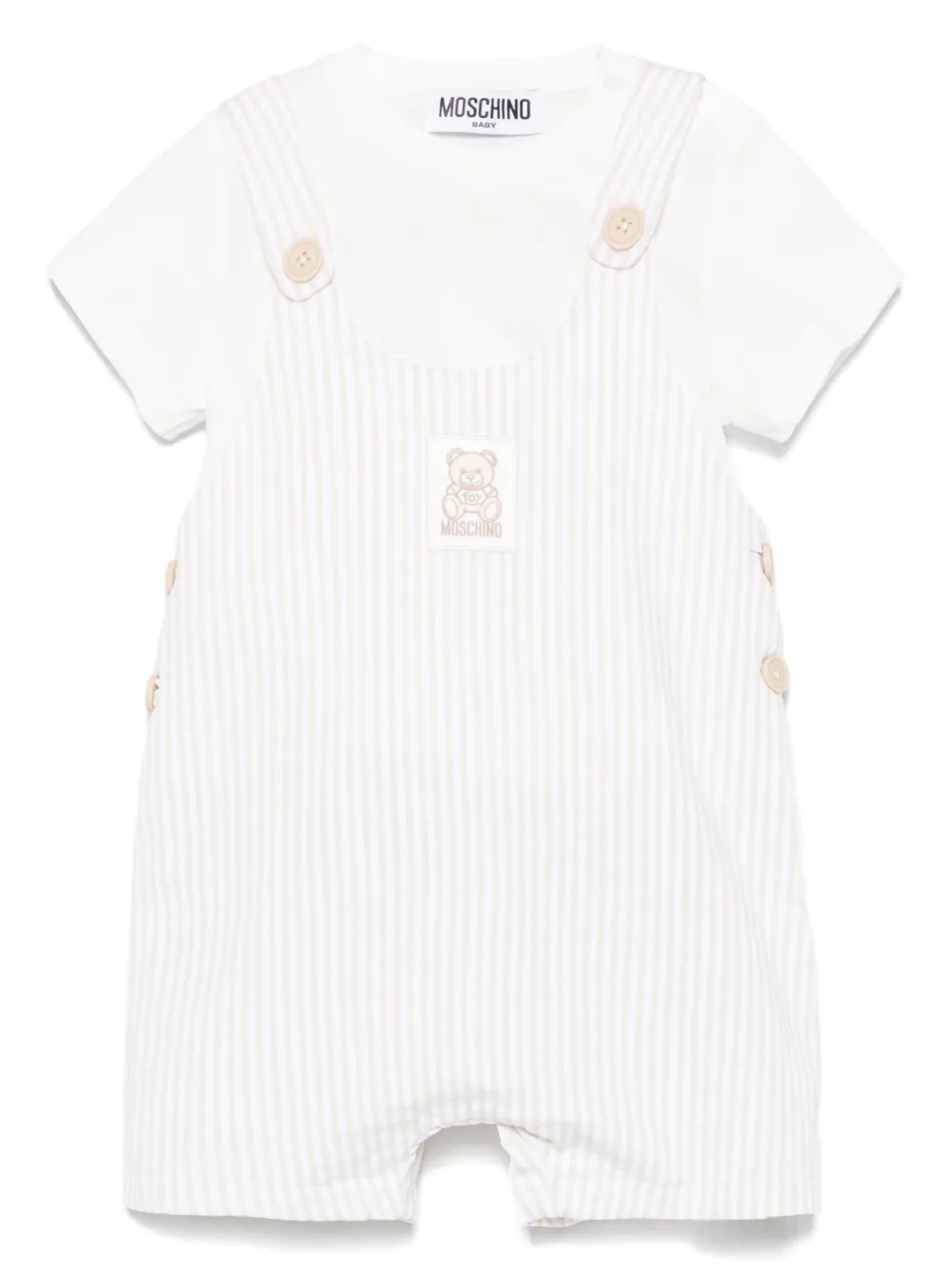 Moschino Kids T-shirt e salopette a righe - Toni neutri