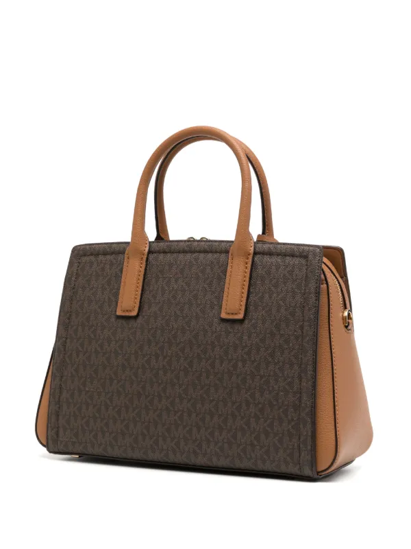 Michael Kors Laila Medium Signature Logo Satchel | Brown | FARFETCH