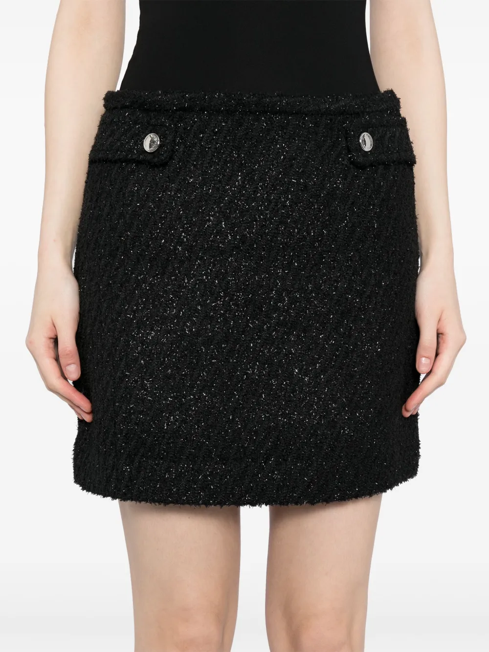 Shop Michael Kors Tweed Mini Skirt In Black