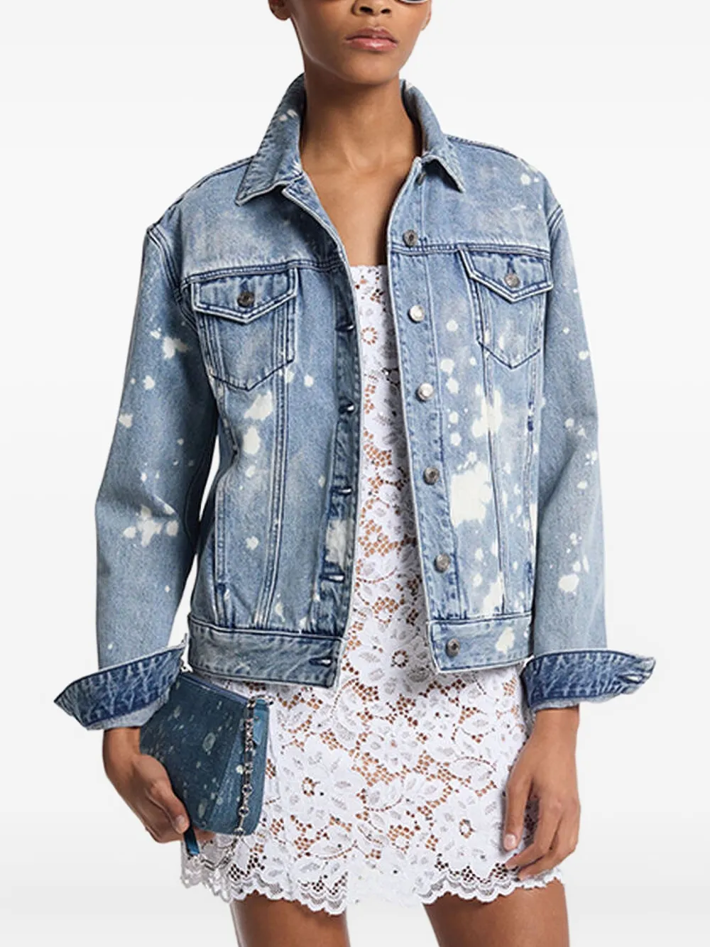 Michael Kors splatter-print denim jacket | Blue | Image 1