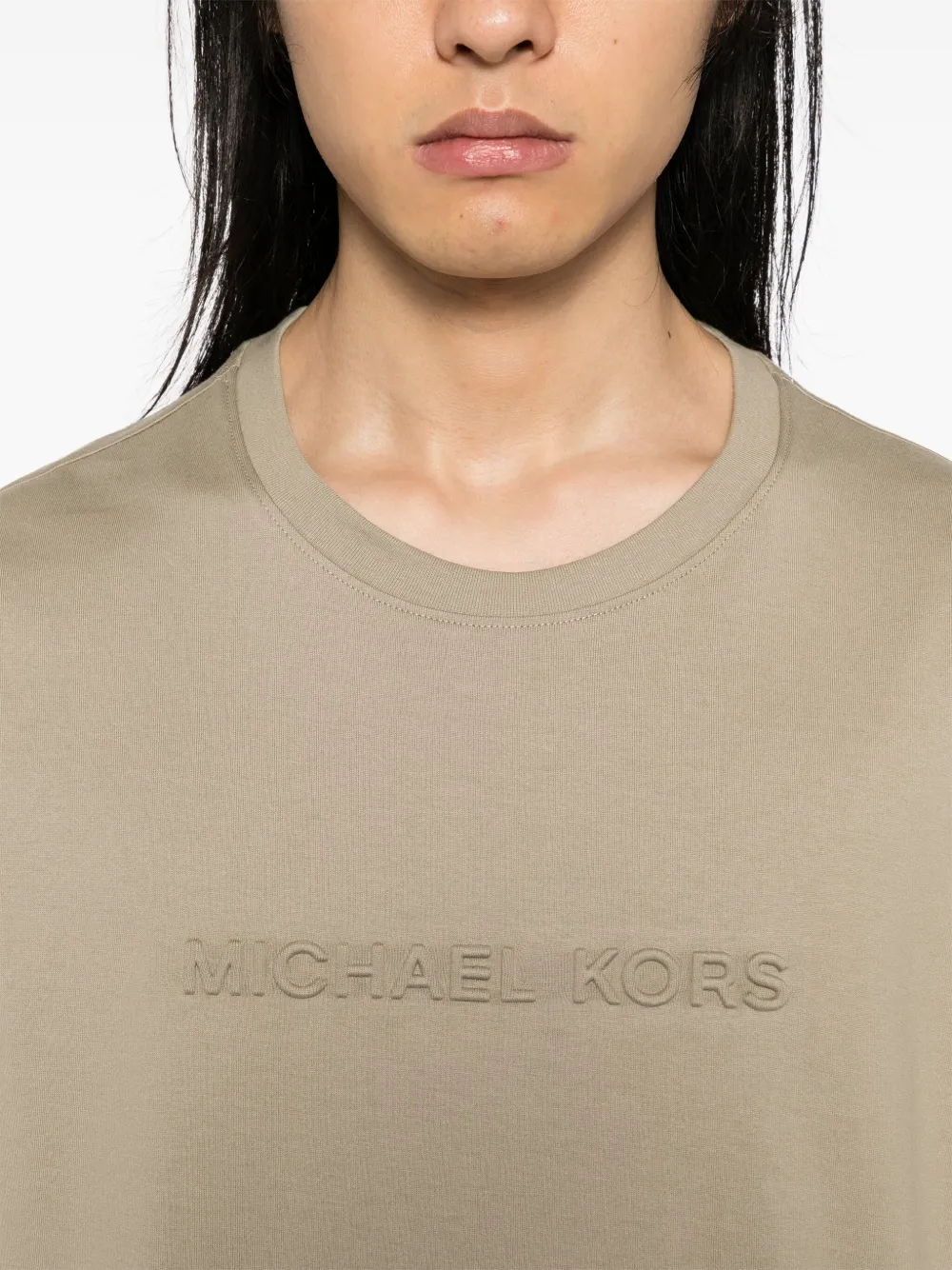 Michael Kors T-shirt met geborduurd logo Beige
