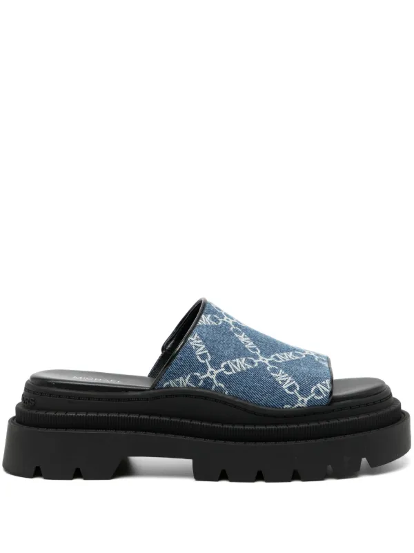 Michael Kors Kendra Denim Sandals | Black | FARFETCH UK
