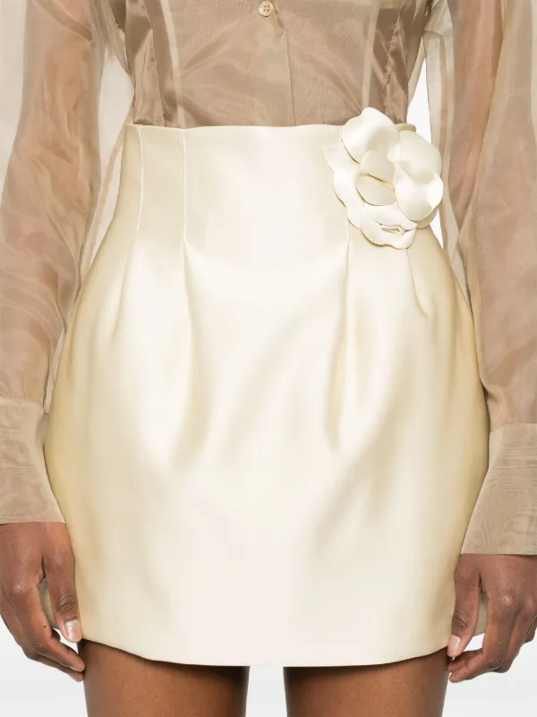 スカート ELISABETTA FRANCHI Woman Skirt White GO121 100 Elisabetta Franchi Belted Satin Skirt | White | FARFETCH