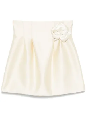 Elisabetta Franchi Duchess Satin Mini Skirt | Neutrals