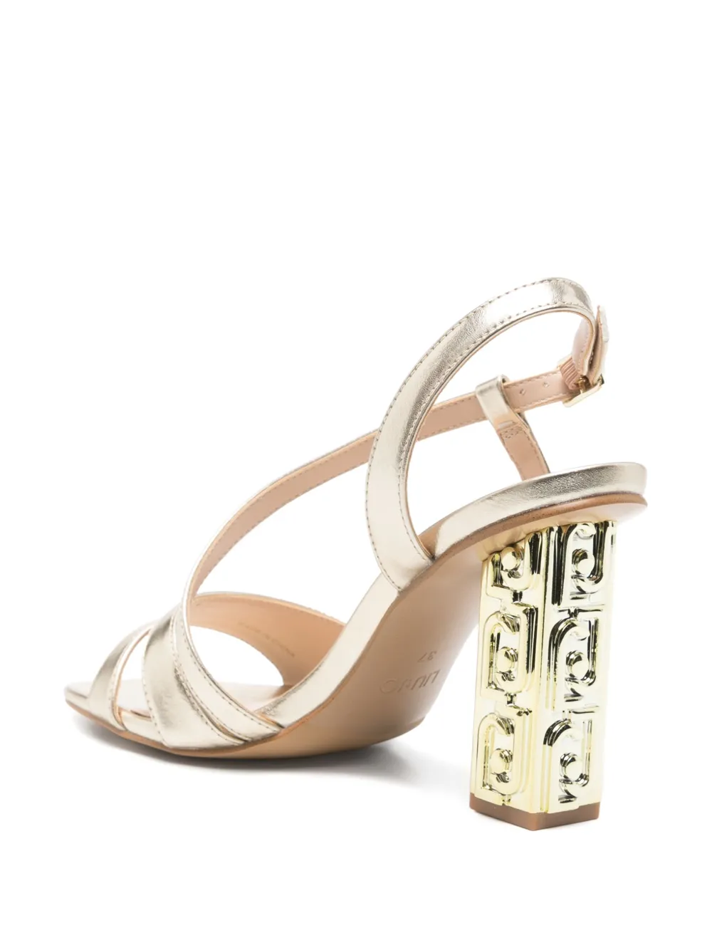 LIU JO 90mm logo-embossed sandals Gold