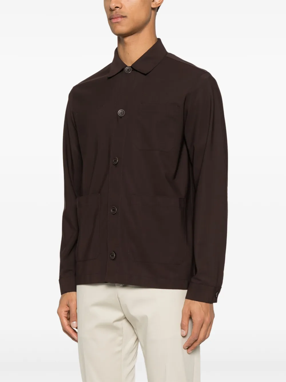 Herno Shirtjack met opgestikte zakken Bruin