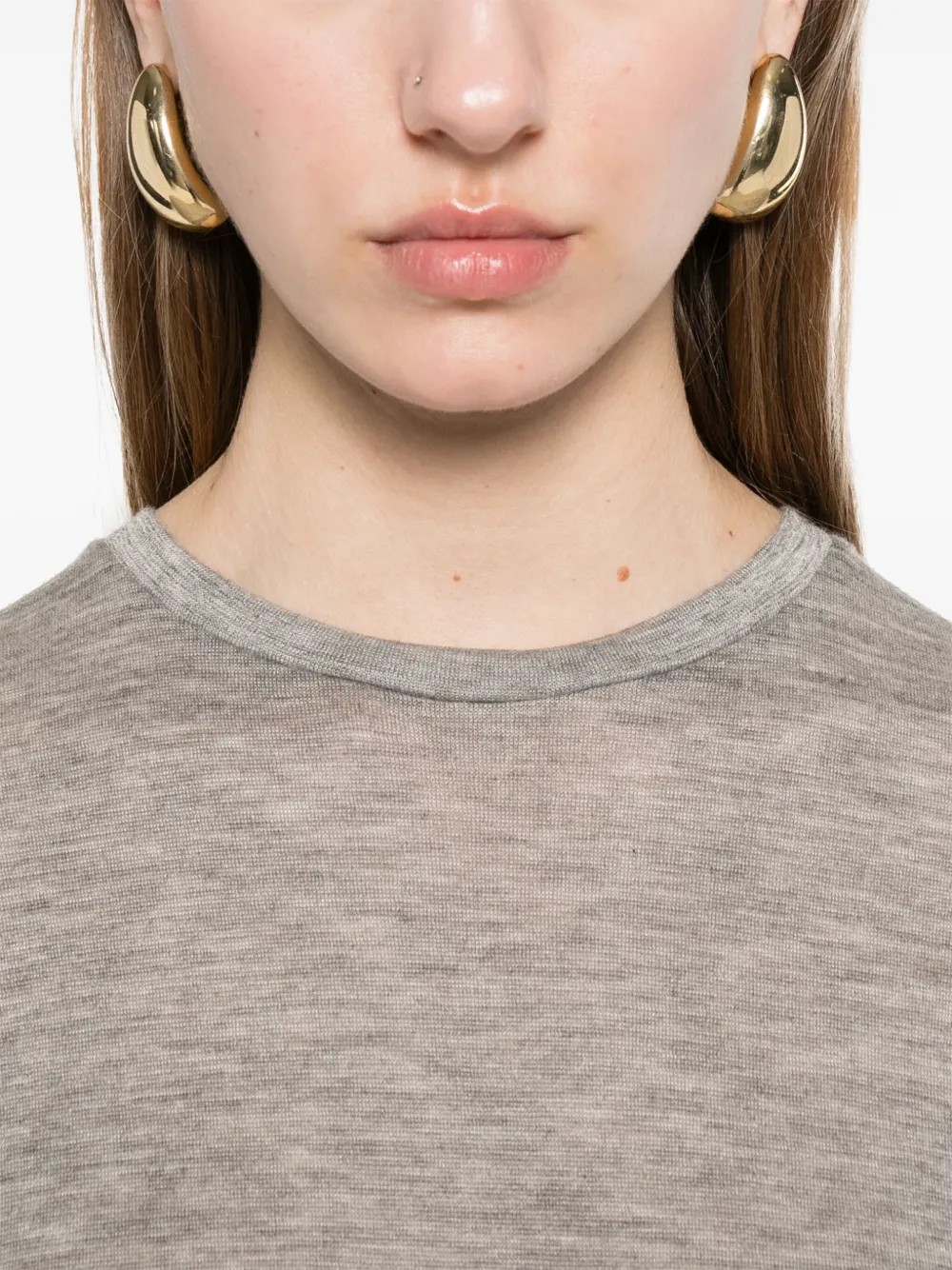 Saint Laurent Fijngebreid T-shirt Grijs