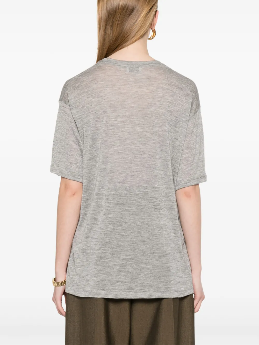 Saint Laurent Fijngebreid T-shirt Grijs