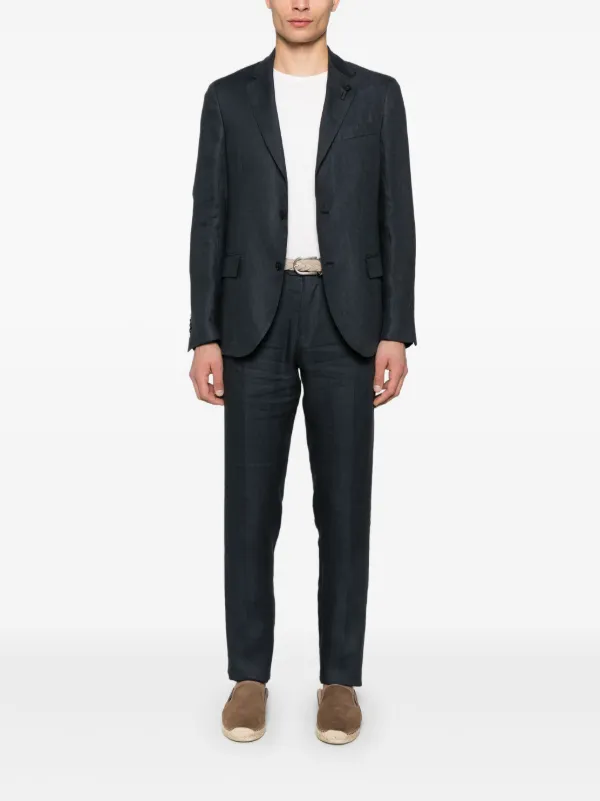 ラルディーニ　ネイビーリネンスーツ Lardini リネン シングルスーツ | ブルー | FARFETCH JP