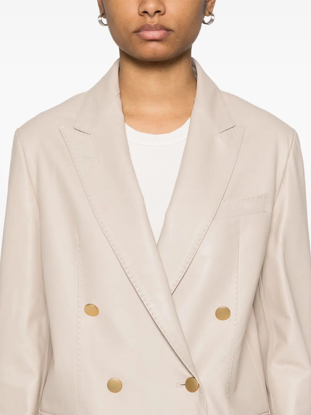 Tagliatore Leren blazer Beige