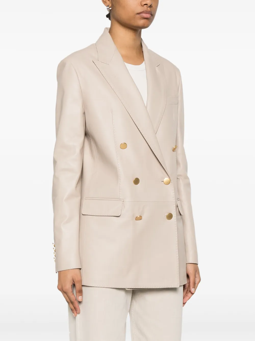Tagliatore Leren blazer Beige