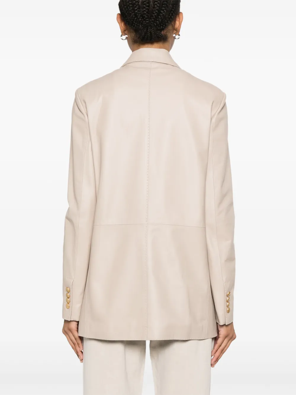 Tagliatore Leren blazer Beige