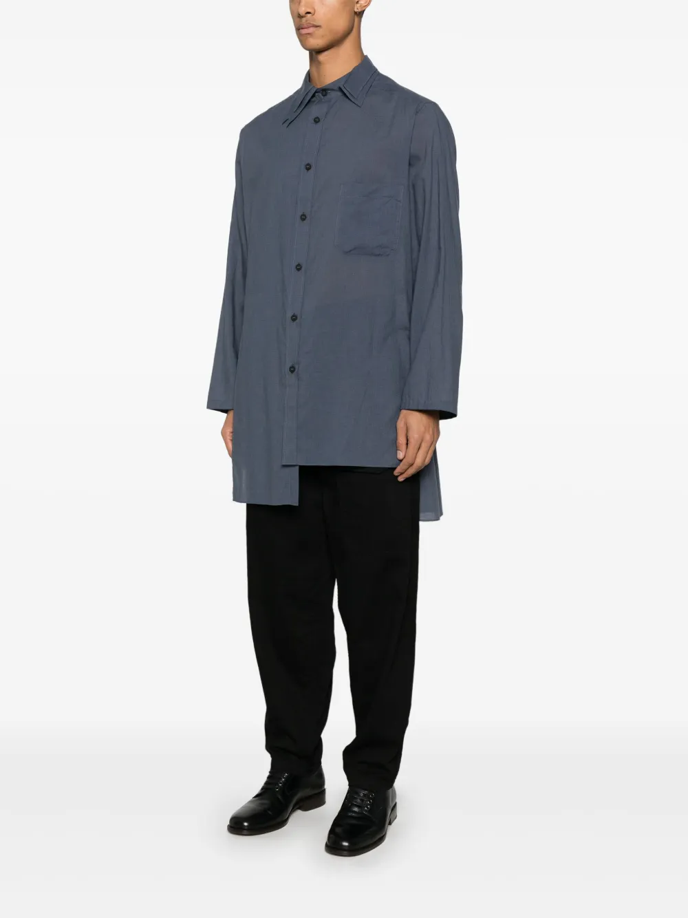 Shop Yohji Yamamoto Layered-collar Shirt In Blue