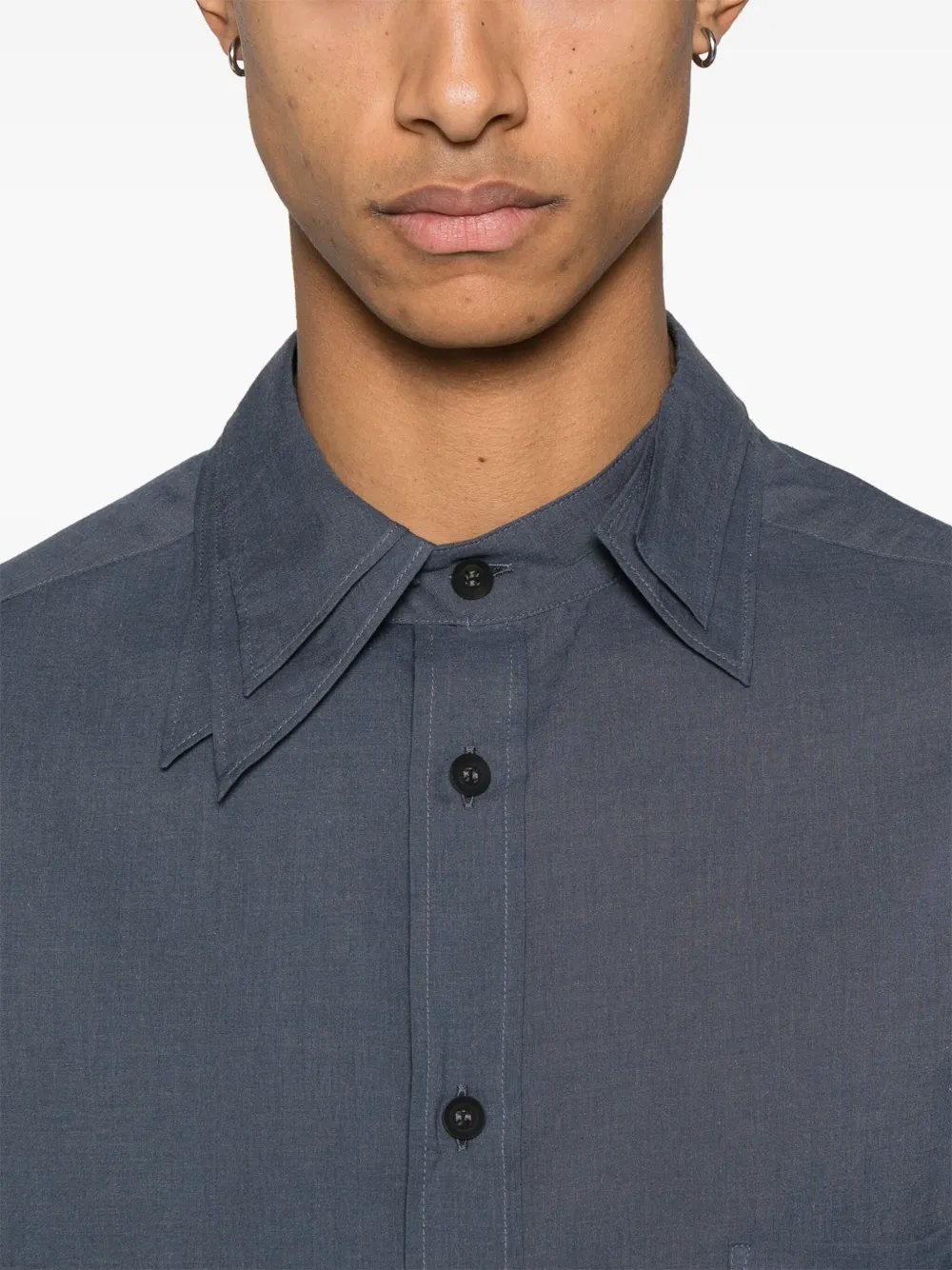 Shop Yohji Yamamoto Layered-collar Shirt In Blue