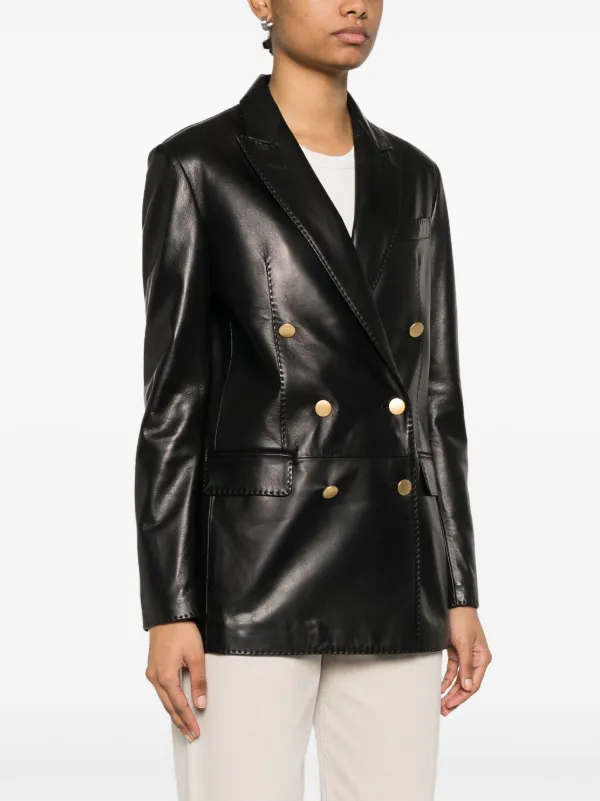 Tagliatore Leather Blazer | Black | FARFETCH