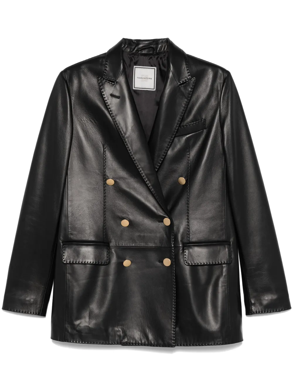 Tagliatore Leren blazer Zwart