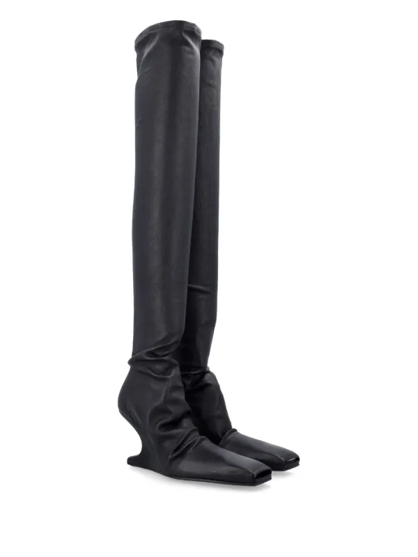 【関税込み】Rick Owens ブラック Cantilever ロングブーツ Rick Owens Cantilever Boots | Black | FARFETCH