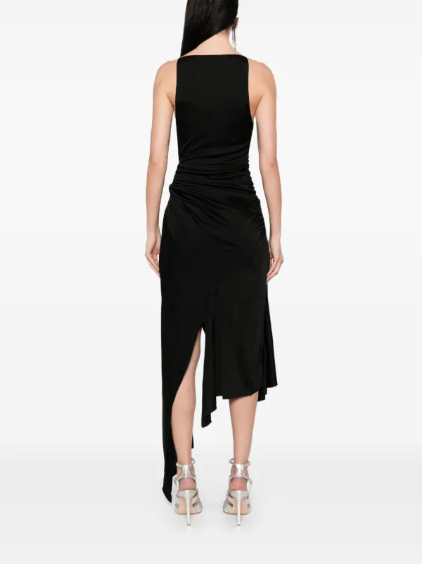 David Koma crystal-claw Detailed Asymmetric Midi Dress | Black | FARFETCH AO