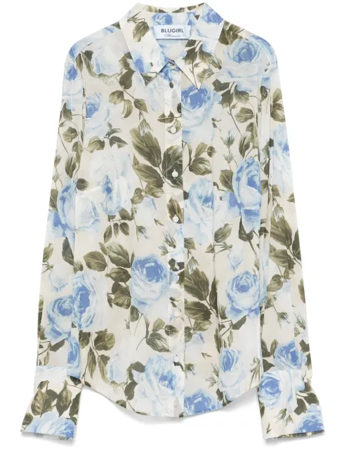 Blugirl camisa con rosas estampadas