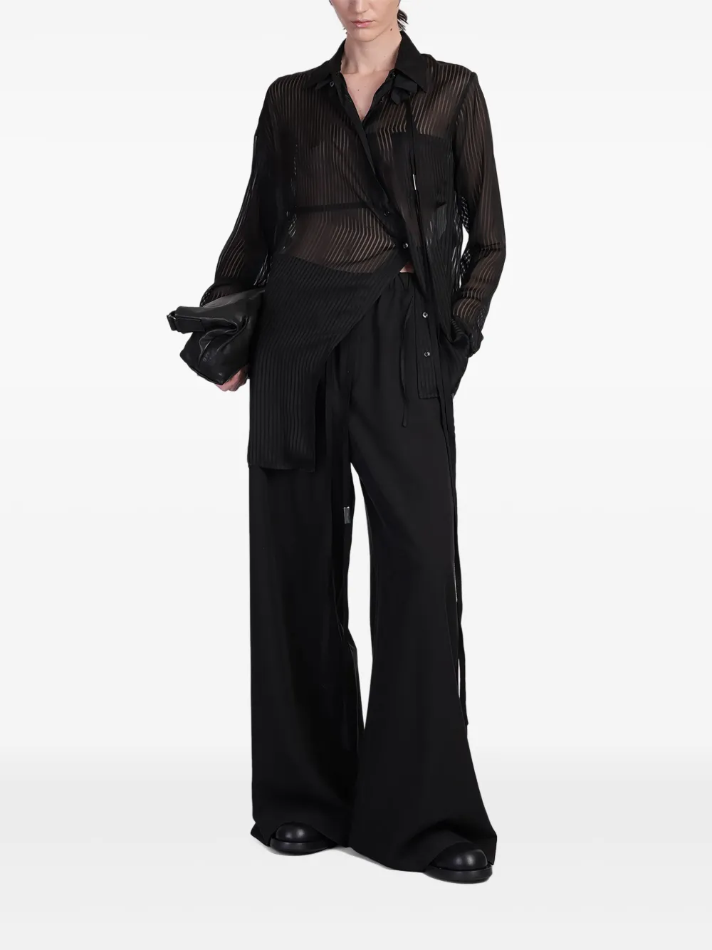 Ann Demeulemeester Gestreept blouse - Zwart