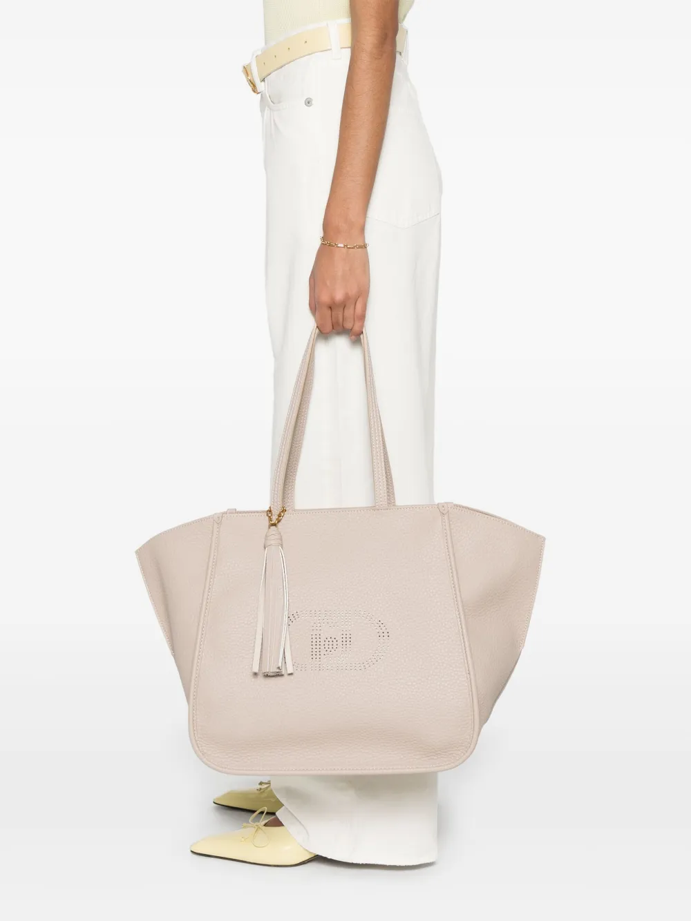 LIU JO Shopper met geperforeerd logo - Beige