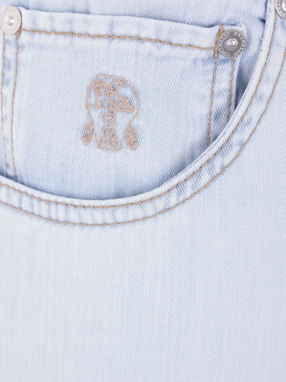 Brunello Cucinelli Jeans met geborduurd logo Blauw
