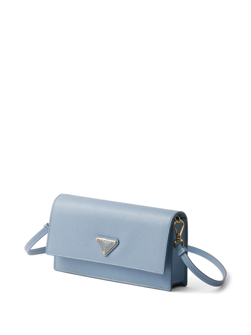 Prada Mini-tas met emaille triangel logo Blauw