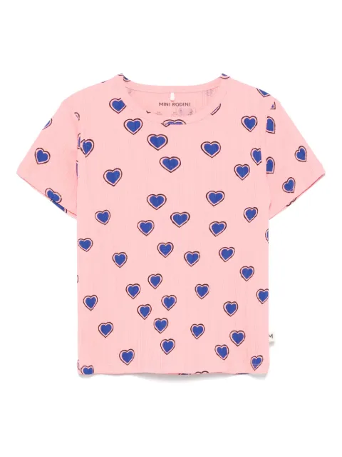 Mini Rodini outlined hearts-print T-shirt