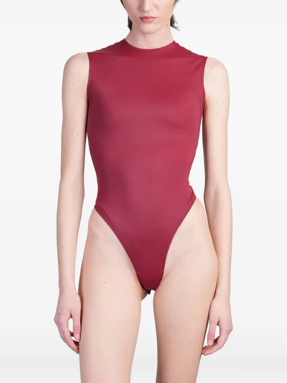 Mugler high-neck sleeveless bodysuit Rood