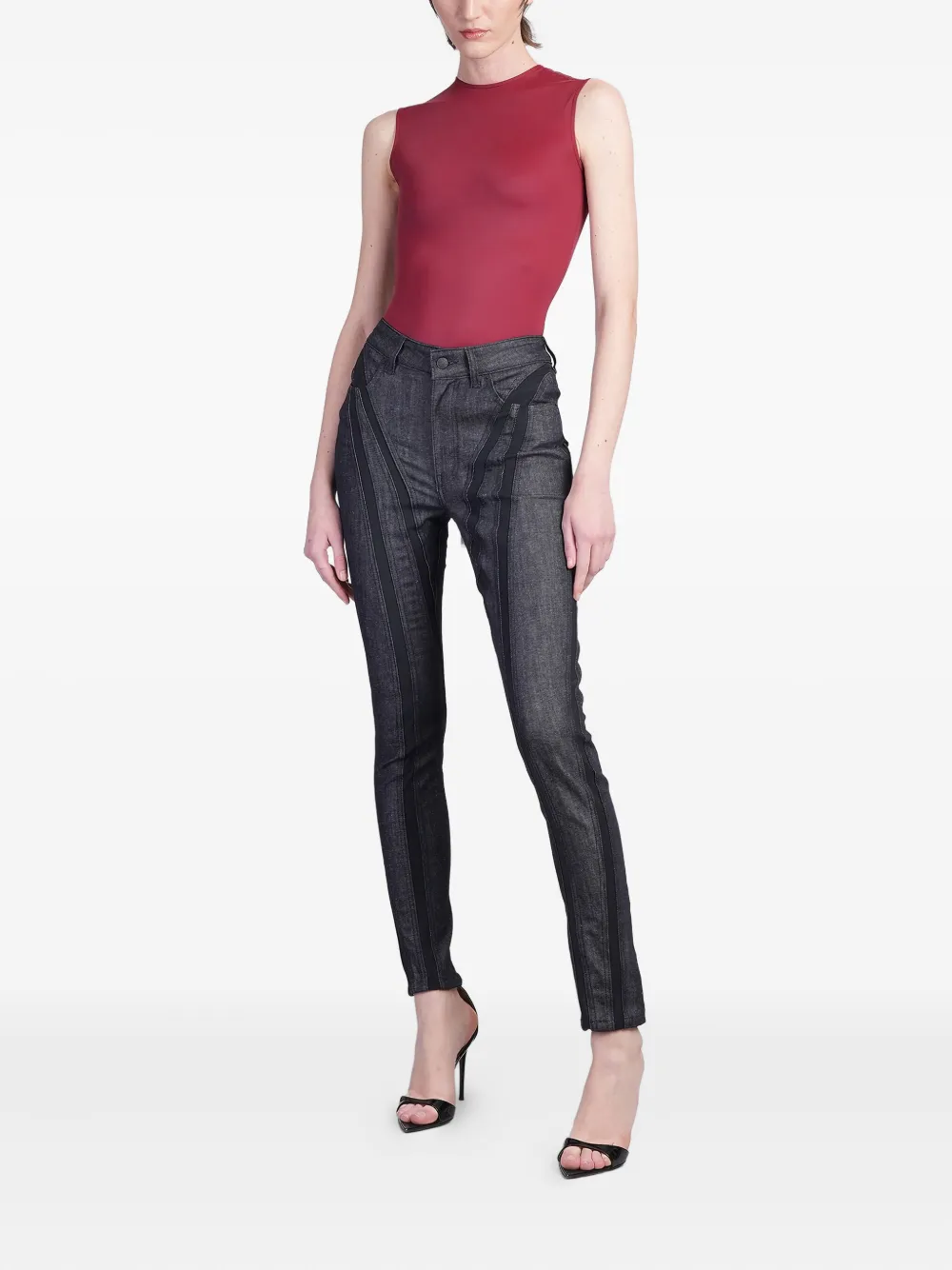 Mugler high-neck sleeveless bodysuit Rood